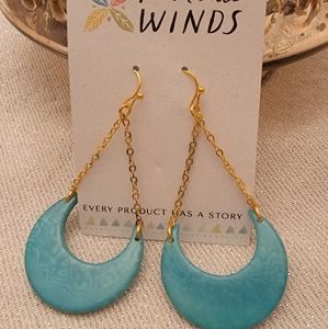 Fair Trade Winds Crescent Turquoise Earrings